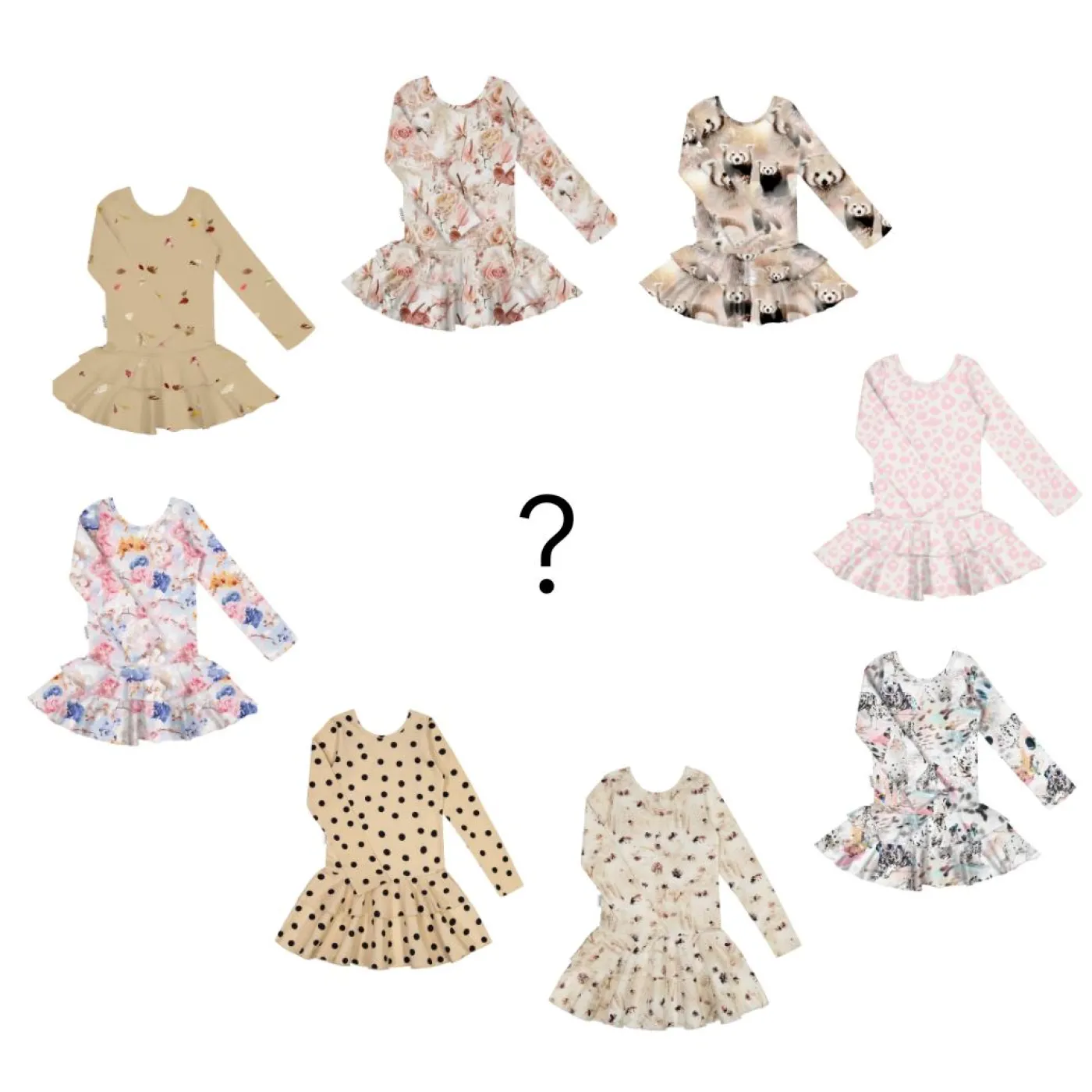 Gugguu Outlet Print Frilla Dress (Autumn Leaves / Pinkleo / Dryflowers / Dots / Bumblebee / Dalmatians / Tropical Flower / Red Panda /)